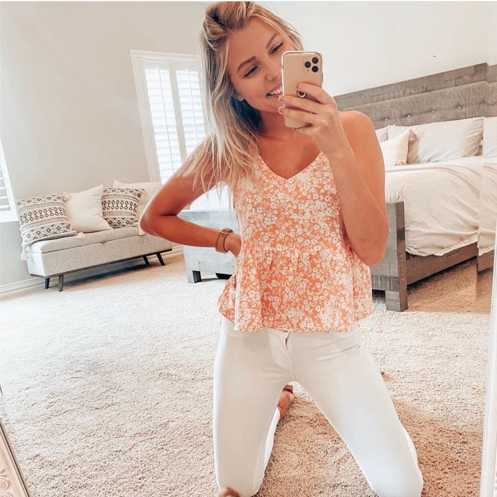 Floral peplum tank